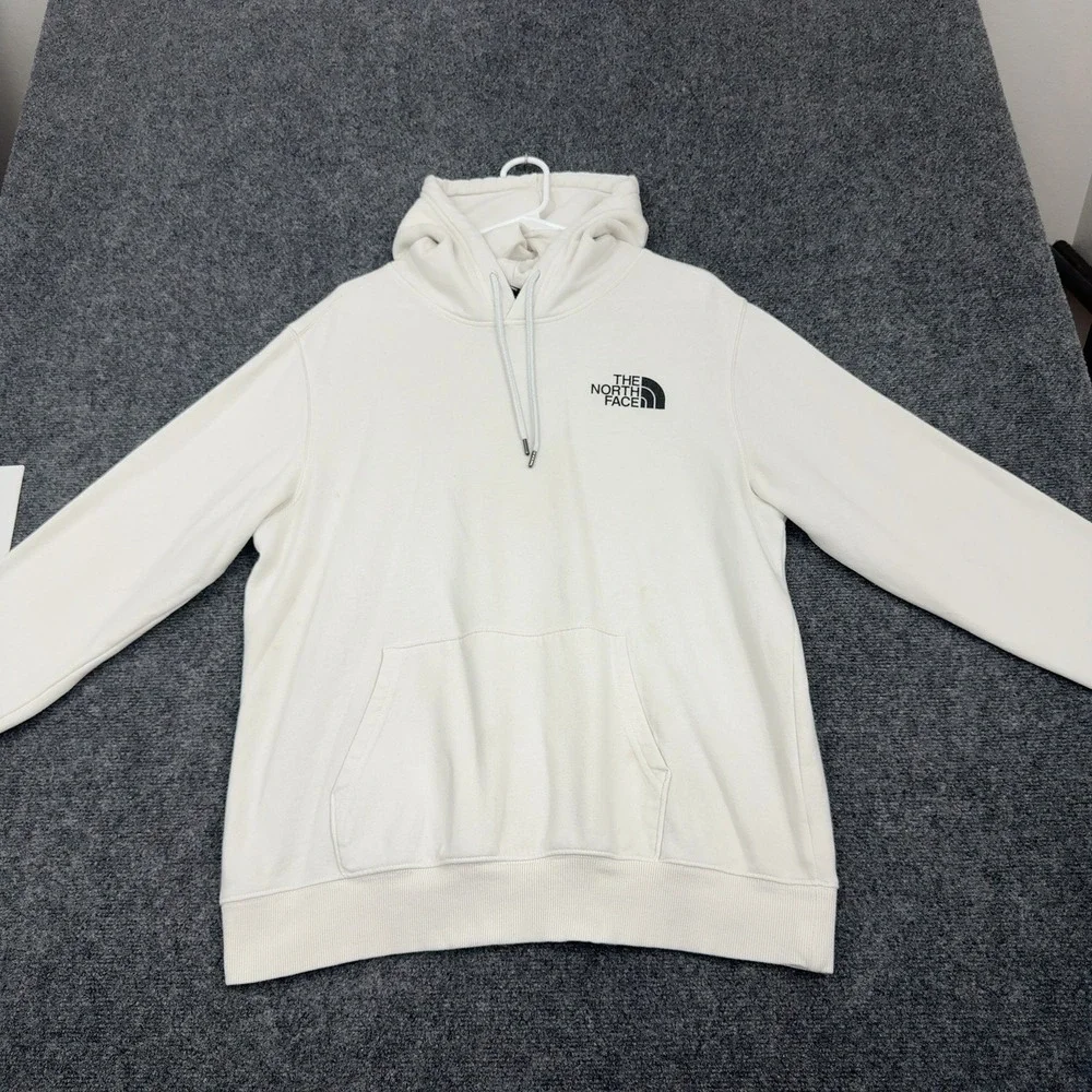 The North Face Hoodie Mens L White Cotton Red Box Logo Pullover Gorpcore